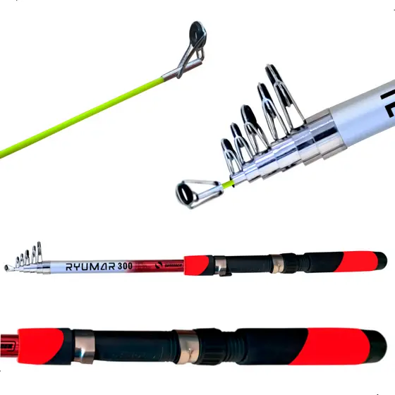 Vara De Pesca Telescópica 3,00m P/ Molinete Ryumar Summer Fibra De Vidro Leve E Resistente Pesca Iniciante Promoção
