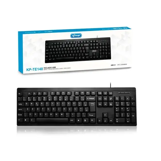 Teclado com Fio Usb 2.0 ABNT2 para PC e Notebook KNUP - KP-TE148