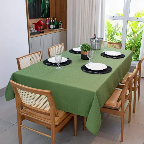 Toalha de Mesa Retangular 6 Cadeiras Texturatta Lisa 2,10x1,50m Tecido Grosso Grande Luxo Cozzilar
