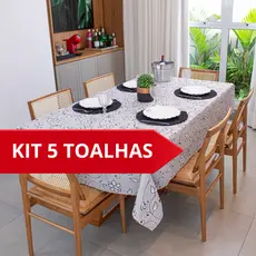 Kit 5 Toalha De Mesa Retangular Lisa 6 Lugares Cadeira 2,10x1,50m Texturatta Cozinha Festa Cozzilar