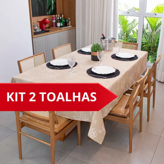 Kit 2 Toalha de Mesa 6 Lugares Retangular Texturatta 2,10x1,50m Buffet Restaurante Festa Cozzilar