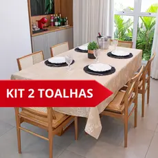 Kit 2 Toalha De Mesa 6 Cadeiras Retangular Texturatta 2,10x1,50m Toalha de Mesa Grande Luxo Cozzilar