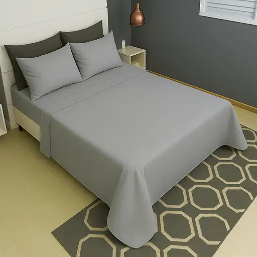 Jogo De Lençol Cama Queen Size 4 Peças Liso Malha 100% Algodão Com Elástico Fronha Zíper Cozzilar