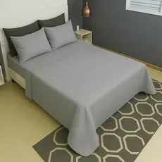 Jogo De Lençol Cama Queen Size 4 Peças Liso Malha 100% Algodão Com Elástico Fronha Zíper Cozzilar
