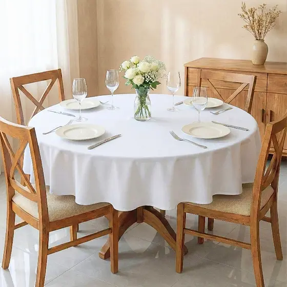 Toalha de Mesa 4 Lugares Redonda Oxford Lisa 140x140 Kit Toalha de Mesa Para Festa Buffet Cozzilar