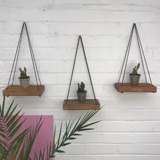 Kit Com 3 Prateleira de pinus para suculentas Suporte para Plantas Nicho Rustico mdf