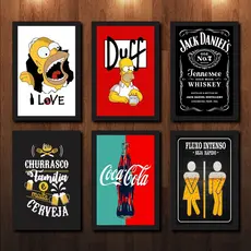Quadro Placa Decorativa Churrasqueira Área Externa Churrasco Área Gourmet Bebida Churrasco Família Homer Simpsons Presente