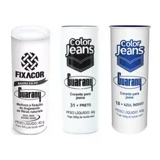 Kit 2 Corantes Color Jeans Preto e Azul + 1 Fixacor Guarany
