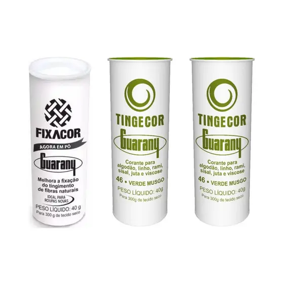 Kit FixaCor + 2 Corante de Roupas Verde Musgo Guarany