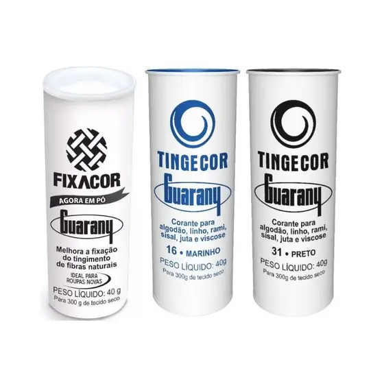 Kit 2 Corantes para Roupas Preto e Azul Marinho + 1 Fixacor Guarany