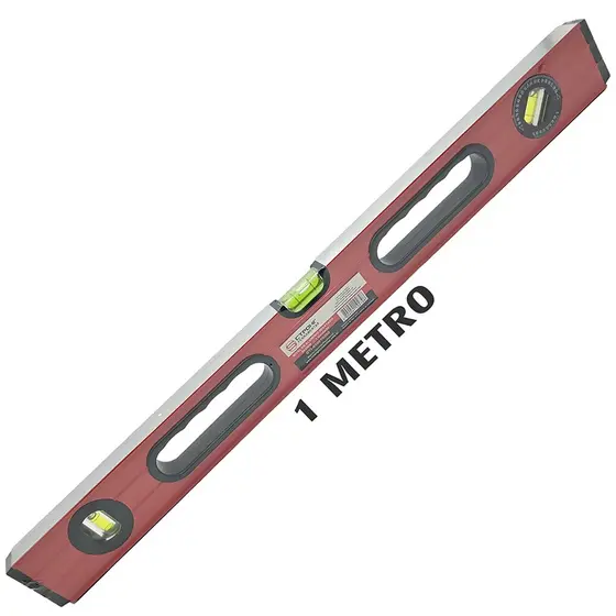 Nivel Alumínio 3 bolhas 1 Metro Imantado Prumo Pedreiro