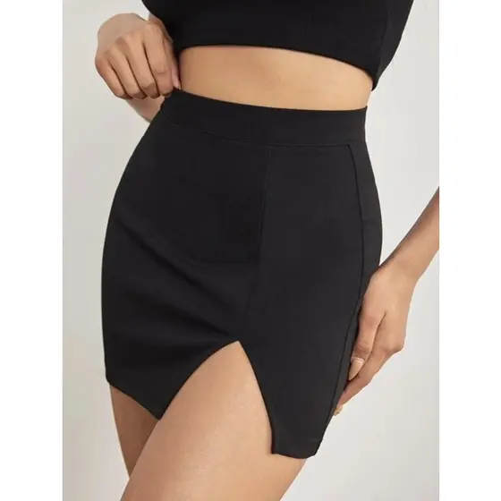 Mini saia com fenda feminina saia curta saias femininas