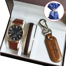 Relógio Masculino Minimalista Couro Elegante + Pulseira De Couro - Presente Homens , dias dos Pais , Natal, namorado