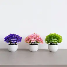 Mini Bonsai Colorido Artificial no Vasinho de Musgo Pequeno para Decorar e Enfeitar a Casa e Escritório Enfeite Enfeite