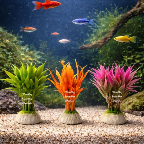 Kit 2 Plantas De Aquário Capim 10cm Artificial Para Decorações e Enfeites
