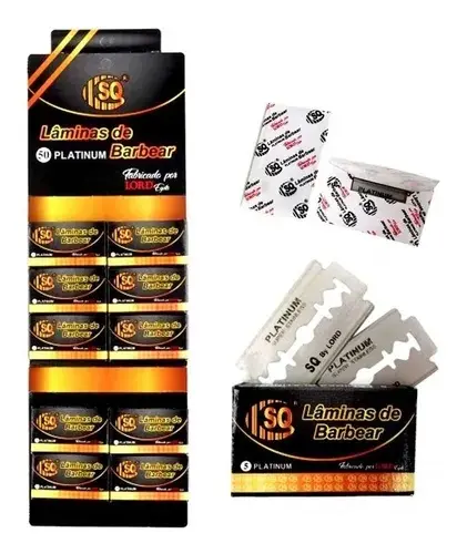 Lâmina de barbear para barbeador aço inox 50 unidades