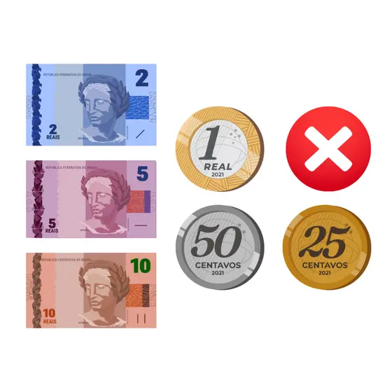 Moedas E Notas De Dinheiro Avulsos em ímã de Geladeira - Quadros - Dinheiro