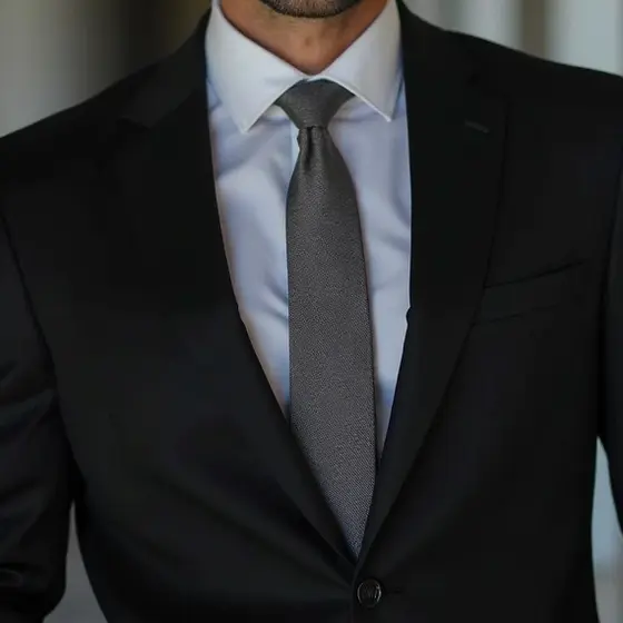 Gravata masculina Grafite Cinza Fosca (Tecido Oxford) - Kit de 5 a 9 unidades (A pronta entrega)