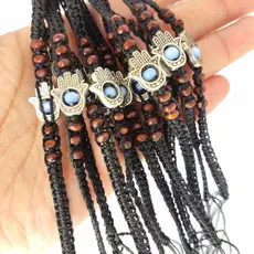 Pulseira bracelete linha macrame artesanal pingente Hamsá