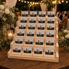 Porta Retrato Personalizado com Foto e Nome | Vidro duplo + Base de Madeira 50 unidades