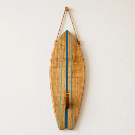 Prancha de Surf em Madeira Decoração Cabideiro Artesanal