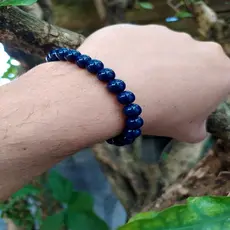 Pulseira Bracelete Masculina Feminina pode molhar Pérola Azul Bolinha 8mm
