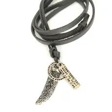 Colar Cordão Masculino Feminino Couro Pingente Dente De Sabre
