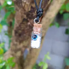 Colar amuleto sal grosso pingente olho grego proteção mal olhado