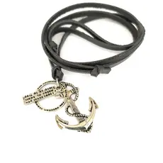 Colar Cordão Masculino Feminino Couro Ajustavel Mais Pingente Ancora Pescar Praia Resistente