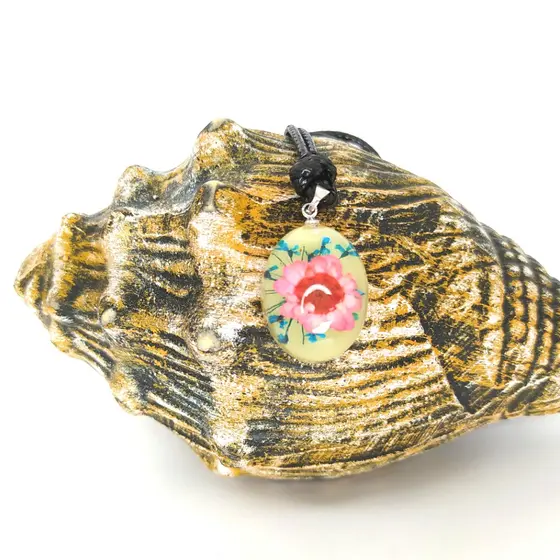 Colar Flor Real Resinado Pingente Natureza Cordão Ajustavel