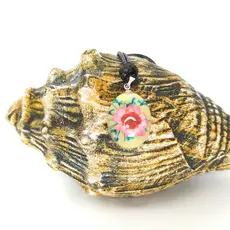 Colar Flor Real Resinado Pingente Natureza Cordão Ajustavel