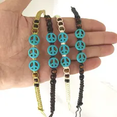 Pulseira Hippie Símbolo da Paz Macrame Trançado