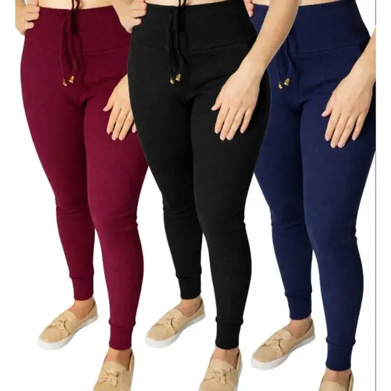 Calça feminina cintura alta tipo moletom Promoção