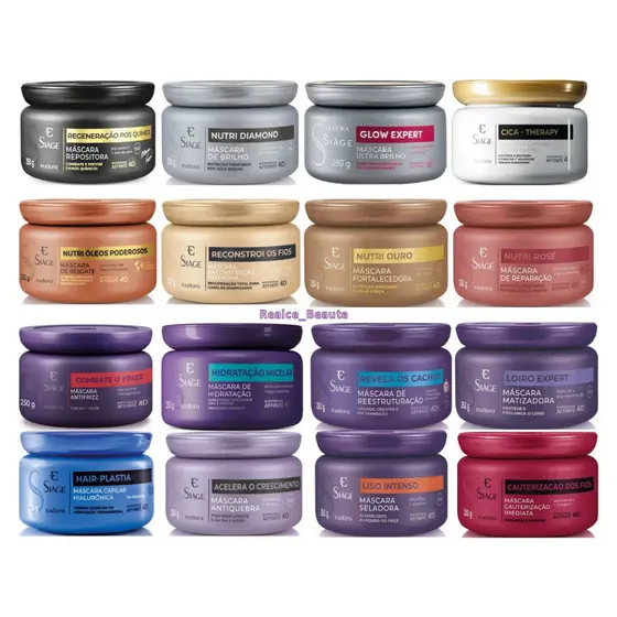 Máscaras Tratamento Capilar Linha Siàge Eudora / 250g/  Linha Instance 200g e Refil