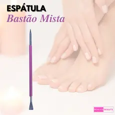 Cutelaria Manicure - Espátulas Slim Bastão Mista Unha Inox  Silicone Lilás