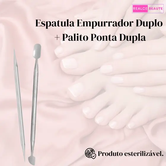Empurrador Duplo ref (01) + Palito Ponta dupla ref (03) - Slim - Manicure e Pedicure / Podologia