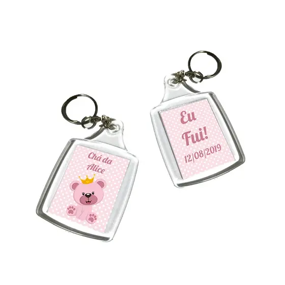 20 Chaveiros Personalizados de Acrílico 3x4 Lembrancinha Chá de Bebê Tema Ursinho