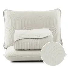 Cobre Leito Casal Queen King 200 Fios Dupla Face 3 Peças Colcha Super Soft