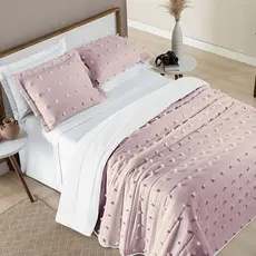 Cobre Leito Solteiro Casal Queen King 300 Fios Dupla Face Pompom Minimalista