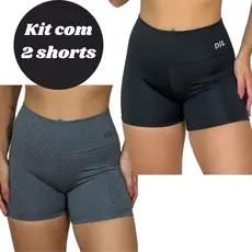 kit com 2 Shorts Legging Suplex Eporte, Fitness, Casual, Lindo - mescla, preto,atacado crossfit