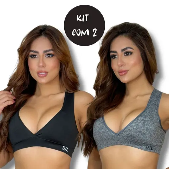 KIT 2 Top Fitness Nadador Decotado Com Tela Suplex Academia Malhar Treino Topper Sem Bojo Feminino