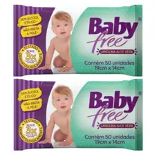 Kit 2 Lenços Umedecidos Baby Free Toalha Umedecida Qualybless 2 Pacotes com 50 unidades