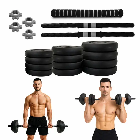 Conjunto De Halter Kit Peso Emborrachado 20kg Academia em Casa