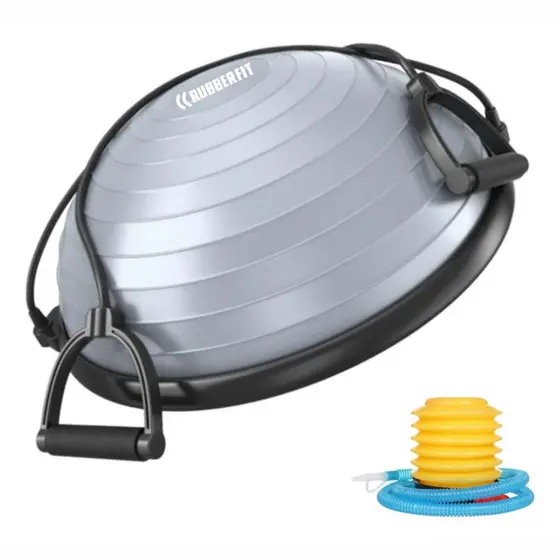 Meia Bola Suiça Equilíbrio Balance Bosu Pilates com Inflador