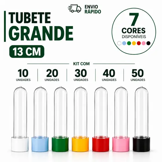Kit Tubete Grande 13cm para Lembrancinha Festa Personalizado Doces Kit 10 20 30 40 50 Unidades