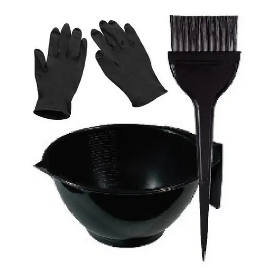 Kit P/ Tintura: 1 Pincel 1 Cumbuca 1 Par De Luva