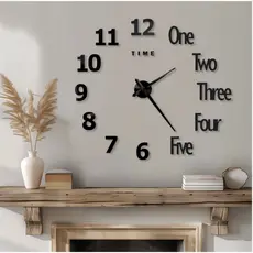 Relógio Grande Para Cozinha Sala Numeros Ingles Relevo 3D Adesivo Escritorio parede grande decoração