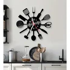 Relógio de Parede Cozinha Disco Decoração Retrô Vintage Utêncilios de cozinha Parede Relógio Grande 3D Dia das Mães Namorados Natal Black Friday