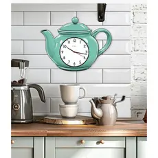 Relógio de Parede Para Cozinha Decoração Cantinho do Café Relógio Decorativo Bule Grande Silencioso