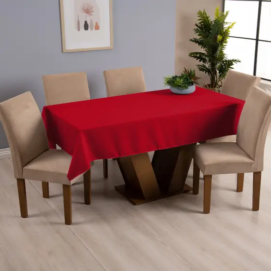 Toalha de Mesa 4 6 e 8 Lugares Oxford - Vermelha